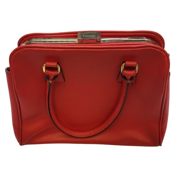 Vintage-Style Enzo Bertini Red Leather Shoulder Bag with Handles & Strap - Picture 6 of 11